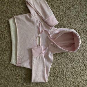 Raw edge crop hoodie